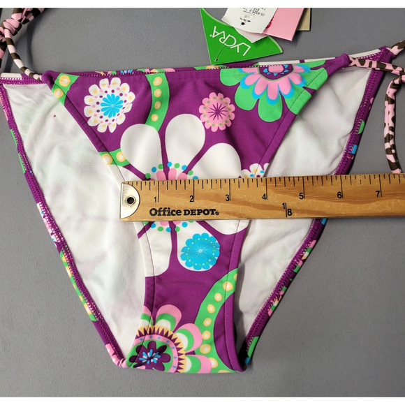 Cia Maritima Cheeky Bikini Bottom Womens Large 42 Swim Side Tie Floral Retro New - Picture 9 of 13
